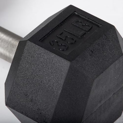 Titan Fitness Free Weights, Rubber Coated Hex Dumbbell, Straight Stainless Steel Handle, Strength Training, Full Body Workout - style: 35 pound Pair