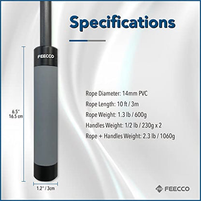 FEECCO Weighted Jump Rope for Men, PVC Rope with Metal Handles and Ball Bearings - color: 2.3LB