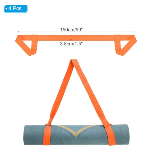PATIKIL Yoga Mat Strap, Adjustable Yoga Mat Carrier Straps Sling Cotton Anti Slip Mat Holder Stretching Band - color: Orange