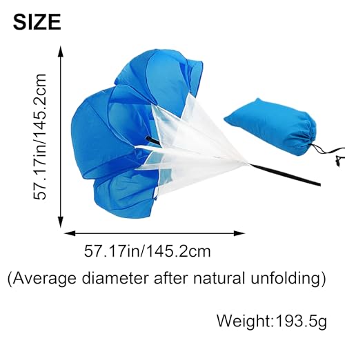 Running Speed Training: 56" Parachute with Adjustable Strap, Speed Chute Resistance Parachute for Speed and Acceleration Training Fitness Explosive Power Training, Free Carry Bag - color: Blue