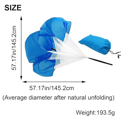 Running Speed Training: 56" Parachute with Adjustable Strap, Speed Chute Resistance Parachute for Speed and Acceleration Training Fitness Explosive Power Training, Free Carry Bag - color: Blue