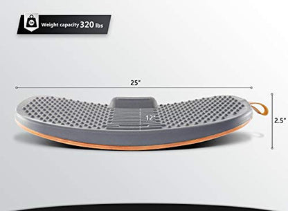 FEZIBO Standing Desk Mat with Anti Fatigue Bar, Wooden Wobble Balance Board with Ergonomic Design Comfort Floor Mat