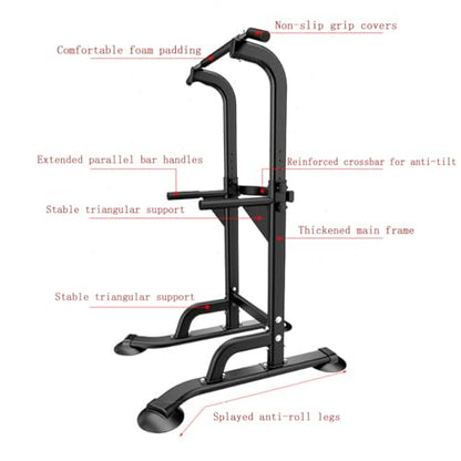 Power Tower Dip Station Pull Up Bar Freestanding Fitness Equipment Pull Up Station Gym Equipment for Home, Load-Bearing 150kg for Home Gym Strength Training,Black