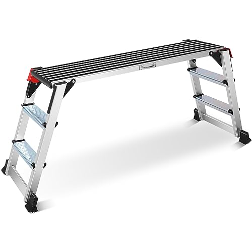 Work Platform Two Step Ladder Aluminum Platform 45"×12"×27" Non-Slip - size: Two Step-45"×12"×27"
