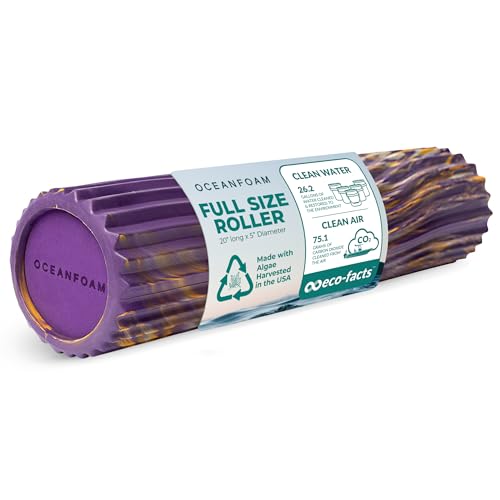 Tidal Roller - Purple, Gold & Natural Marbled - Muscle Massage Foam Roller for Back Pain & Stretching - Firm & Ergonomic Wide Wave Textured - Yoga, Athletics, Wellness - Full Size, 20" x 5" - color: Purple, Gold & Natural Marbled