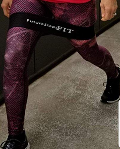 FUTURESTEPS Fabric Resistance Band - Exercise Band -Workout Band - Booty Hips Legs Band - Squat or Glute Workout - One Piece - Non Rolling Design - Heavy Duty for Women and Mens