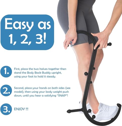 Body Back FSA Eligible Ultimate Trigger Point Release Sports Bundle, Relief from Cramping Soreness, Tightness in Legs, Feet & Back, Deep Muscle Massage (Buddy Black 2.0 + Foot Star)