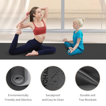 8mm Thick Yoga Mat Non Slip for Women Men - color: Black+Gray
