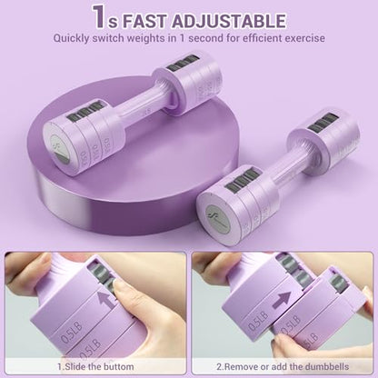 Sportneer Adjustable Dumbbells Hand Weights Set: 5 lb Dumbbell Set of 2 Each 2lb 3lb 4lb 5lb Free Weights Fast Adjust Weight 4 In 1 Weights Dumbbells Set for Women Men Home Gym Exercise Training