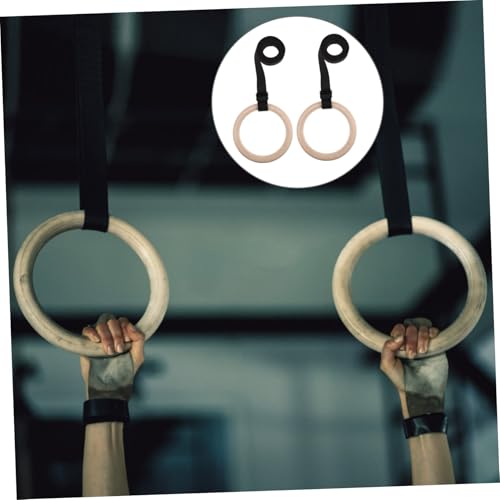 BESTonZON Wooden Gymnastic Rings with Adjustable Straps for Home Fitness Durable Bodyweight Training Equipment for Strength and Flexibility Enhancement for Indoor Workouts