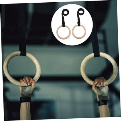 BESTonZON Wooden Gymnastic Rings with Adjustable Straps for Home Fitness Durable Bodyweight Training Equipment for Strength and Flexibility Enhancement for Indoor Workouts