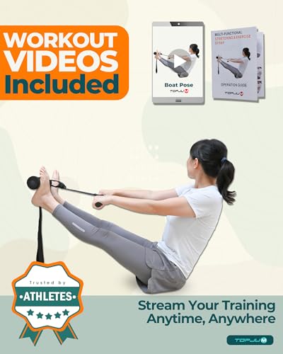 Nordic Hamstring Curl & Stretching Strap, Flexibility Training for Hamstrings, Hip, Quads & Back Stretcher, Forearm Strengthening, Sit-Up Bar for Ab Workout, Reverse Crunch, Spanish Squats