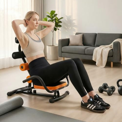 GYMAX Ab Machine, Adjustable Sit Up Exercise Equipment with Foam Roller & Handle, Multifunctional Workout Ab Trainer for Home Gym, Core Muscle Exercise Bench Press for Men Women