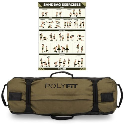 Polyfit Classic Sandbag - Workout Sandbag with 8 Gripping Handles - color: GREEN, size: Small (10-50lbs)