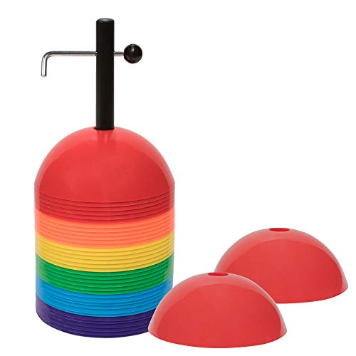 Champion Sports Rigid Dome Cone Sets for Athletics and Social Distancing, Assorted Colors