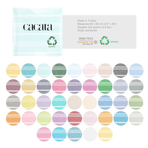 Cacala 100% Turkish Cotton Kitchen Tea Towels, Highly Absorbent Luxury Soft Quick Drying Dish Towel with Hanging Loop for Gym, Yoga, Bath, Sports, Cleaning and Kitchen (23 x 36), Aquamarine - color: Aquamarine