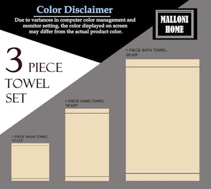 MALLONI HOME Ultra Soft 3 Pack Cotton Towel Set, Contains a Bath Towels 28x55 inch, a Hand Towels 16x24 inch & a Wash Coths 12x12 inch, Ideal Everyday use, Compact & Lightweight - Charcoal Grey - color: Charcoal Grey, size: 3 Pack Set