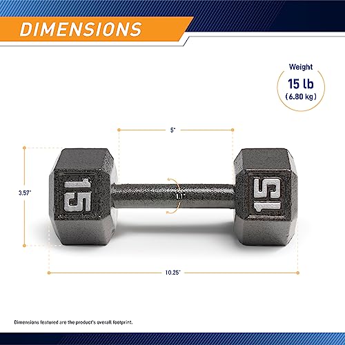 Marcy Cast Iron Hex Dumbbells Collection - Available size from 3-lb to 100-lb, SOLD INDIVIDUALLY - style: 15lbs