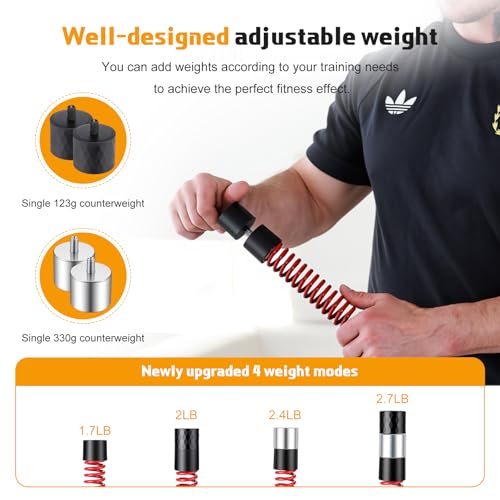 Upgraded Ropeless Exercise Rope 2.0 for Exercise Workout 4 Adjustable Weight Levels Jump Rope Portable Strength Cardio Trainer Fitness Equipment for Athletes Home Gym Muscle Training