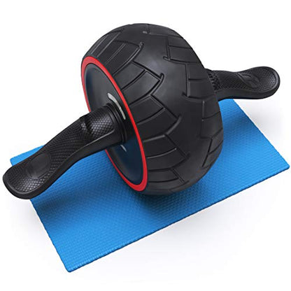 Ab Roller for Abs Exercise Workout Fitness Ab Wheel Roller Knee Mat Resistance Bands Home Gym Equipment for Men Women Abdominal Exercise - color: Black w Jump Rope