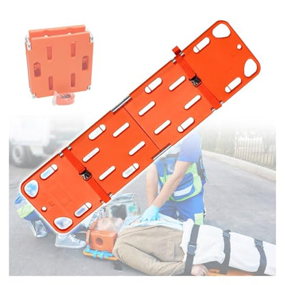 Foldable Spine Board Stretcher 75'' x 18.5'' - Portable Water-Resistant Emerncy Backboard for Pacs, Lifeguards, Pool & First Aid Training