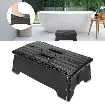Milltrip Folding Step Stool, Portable Lightweight Step Ladder for Elderly, Pregnant, Bathroom, and Travel Use, Non-Slip Platforms (14.9 x 8.5 x 5.1 Inch, Black)
