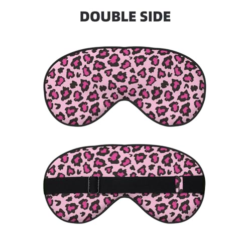 Light Pink Leopard Sleep Mask Eye Mask with Adjustable Strap Eye Sleep Shade Cover Blocks Light for Women Men Airplane Travel Nap - color: Light Pink Leopard