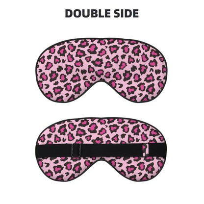 Light Pink Leopard Sleep Mask Eye Mask with Adjustable Strap Eye Sleep Shade Cover Blocks Light for Women Men Airplane Travel Nap - color: Light Pink Leopard