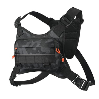 Running Vest for Men and Women, Lightweight Chest Pack with Phone Holder and Adjustable Strap, Reflective Water Resistant Chest Bag for Workouts, Cycling and Hiking (Black Camo) - color: Black Camo