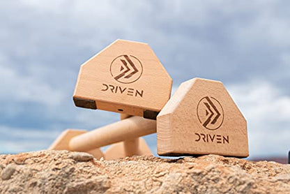 Driven | Professional Large Beech Wooden Parallettes | Calisthenics | Push Up Bars | Anti Slip Base | Gym Gear Workout Portable Crossfit