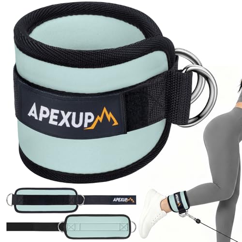 APEXUP Ankle Strap for Cable Machine, Ankle Resistance Bands, Cable Kick Back Ankle Straps for Gym, Glute Workouts, Leg Extensions, Adjustable Straps with Neoprene Padding - color: Pastel Blue, style: Single