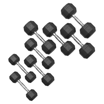 Rubber Coated Hex Dumbbell Weight Set, Multiple Sizes Exercise & Fitness Dumbbells,100LB Set,110LB Set,200LB,350LB,450LB,550LB, 35-50Lbs Pairs for Muscle Toning, Strength Building & Full Body Workout