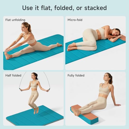 12-Fold POE Yoga Mat 75x26x0.4 Inches – Non-Slip, Compact & Workout-Friendly for Yoga, Pilates, Strength Training & Meditation - color: Acid Blue+Orange