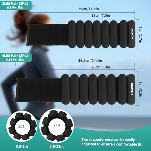 Ankle Weights for Women Men, Silicone Wrist Weights Set of 2 - Wearable Leg Weights/Arm Weights Ideal for for Home Gym Workout, Running, Yoga, Pilates, Barre, Exercise, Strength Training