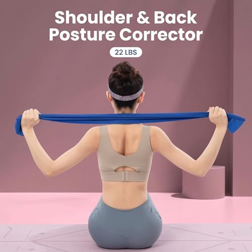 Resistance Bands, 1.5m 22lbs Blue High Elasticity Yoga Strap Gym Accessories for Women Workout Bands Stretching Belt Leg Tension Exercise Belt for Pilates Home Fitness Physical Therapy