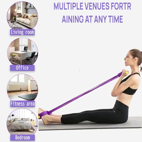 Pedal Resistance Band with Handle, Up to 50lbs 6-Tube Multifunction Pedal Resistance Band for Home Workout, Natural Rubber Foot Pedal Resistance Band with Storage Bag