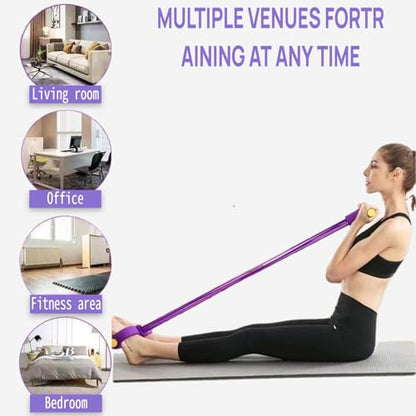 Pedal Resistance Band with Handle, Up to 50lbs 6-Tube Multifunction Pedal Resistance Band for Home Workout, Natural Rubber Foot Pedal Resistance Band with Storage Bag
