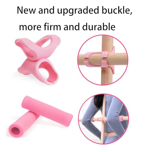 2PCS Yoga Rod Stick Set,Portable Pilates Bar Open Back Corrective Hump Round Wooden Stretching Tool with Buckle for Martial Artists Dancers Gymnasts - size: 35.4x0.8Inch