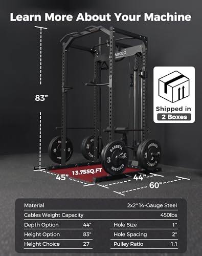 Mikolo F4 2.0 Power Cage with Dual-Track Smooth Pulley System, 1200LBS Power Rack with Leg Hold-Down for Heavy LAT Pulldowns - color: Black, size: F4 2.0 (with Bench＆Bar＆230LB BP）