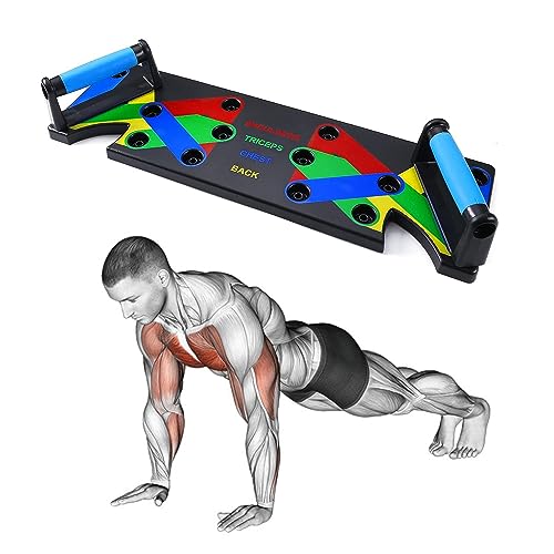 Pushup Board 9 in 1 Home Workout Stand, Abdominal Training Fitness Muscle Equipment Exerciser for Arm Chest Back Tricep & Shoulder, Strength Training Push Up Bars.