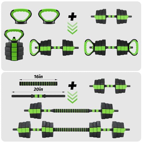 Garvee Adjustable Dumbbell Set, 44/66/88Lbs Free Weight Set with Connector, 4 in 1 Gym Set Used as Kettlebell, Dumbbell, Push up Stand, Weight Plate, Home Gym Weight Dumbbells Set, Fitness Exercises