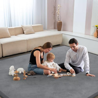 Baby Play Mat for Floor Nursery Rug Muscle Mat Area Rug Playroom Rug 50"x50" Playpen Mat Elastic Foam 1.3" Thick Crawling Mat for Babies,Toddlers, Infants, Kids,Grey