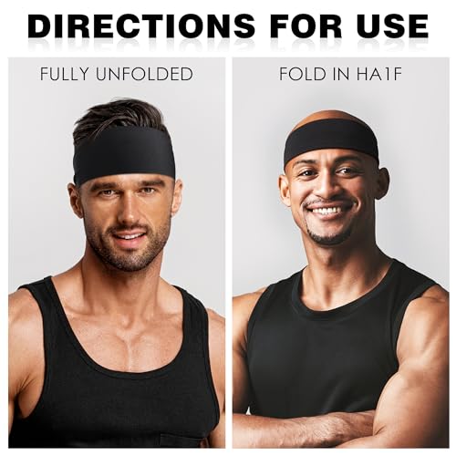 7 Pack Sports Headbands for Men, Sweat Absorbent Non Slip Elastic Headband, Quick Dry Workout Running Yoga Gym Head Wrap for Outdoor Work