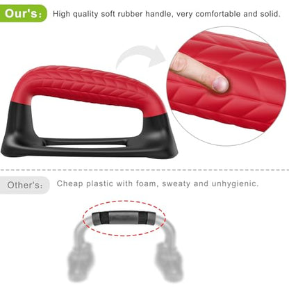 SELEWARE Push Up Bars Pushup Stands Push Up Handles w/Soft Rubber Handles - color: B: Black & Red