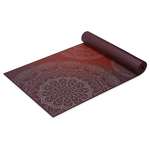 Gaiam Yoga Mat - Premium 6mm Print Extra Thick Non Slip Exercise & Fitness Mat for All Types of Yoga, Pilates & Floor Workouts (68"L x 24"W x 6mm Thick) - color: Metallic Sunset