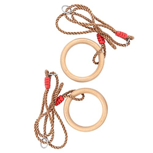 2pcs Wooden Gymnastics Rings with Adjustable Ropes Fitness Training Rings for Children Adults Indoor Equipment Outdoor Indoor
