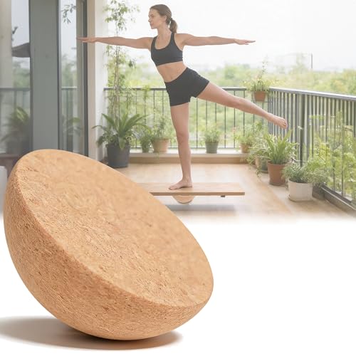 Cork Balance Board Hemisphere, 6" Half Ball Trainer for Adults & Kids, Portable Fitness Balance Ball for Physical Therapy, Yoga & Pilates, Sustainable Natural Cork