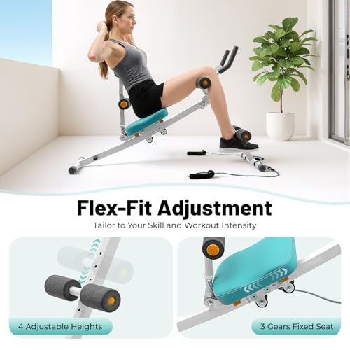 Ab Machine, Abs Workout Equipment with Resistance Bands & LCD Display, Adjustable Ab Trainer Machine, Whole Body Workout Waist Trainer for Women&Men, 264.55lbs Load Capacity