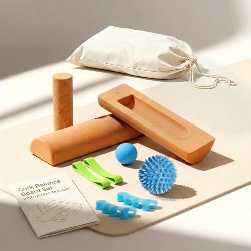 Cork Balance Board - Ankle & Foot Strengthener Kit for Physical Therapy, Plantar Fasciitis Recovery, Core Stability, Enhanced Foot Function, Mobility and Prevent Falls | Balance Trainer