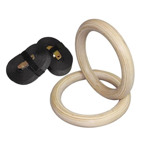 Wooden Gymnastics Rings Indoor Fitness Rings Set Adjustable Pull Up Rings Home Exercise Gear for Strength Training and Bodyweight Workouts